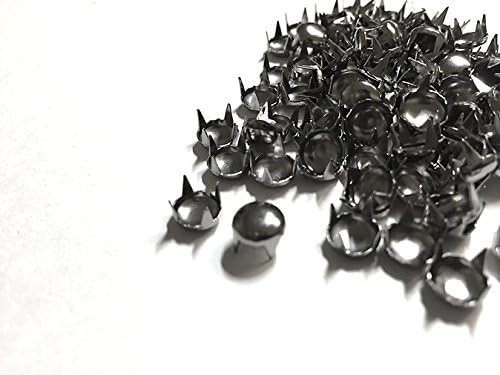 CraftbuddyUS 100pcs 5mm Gunmete Round Studs DIY Fashion Punk Rock Goth Craft Bag