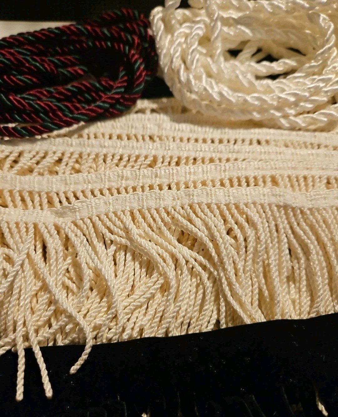 17 + Yards Braided Sateen Pearl Cord Fabric Trim Cream Braid Cord Fringe Trim &