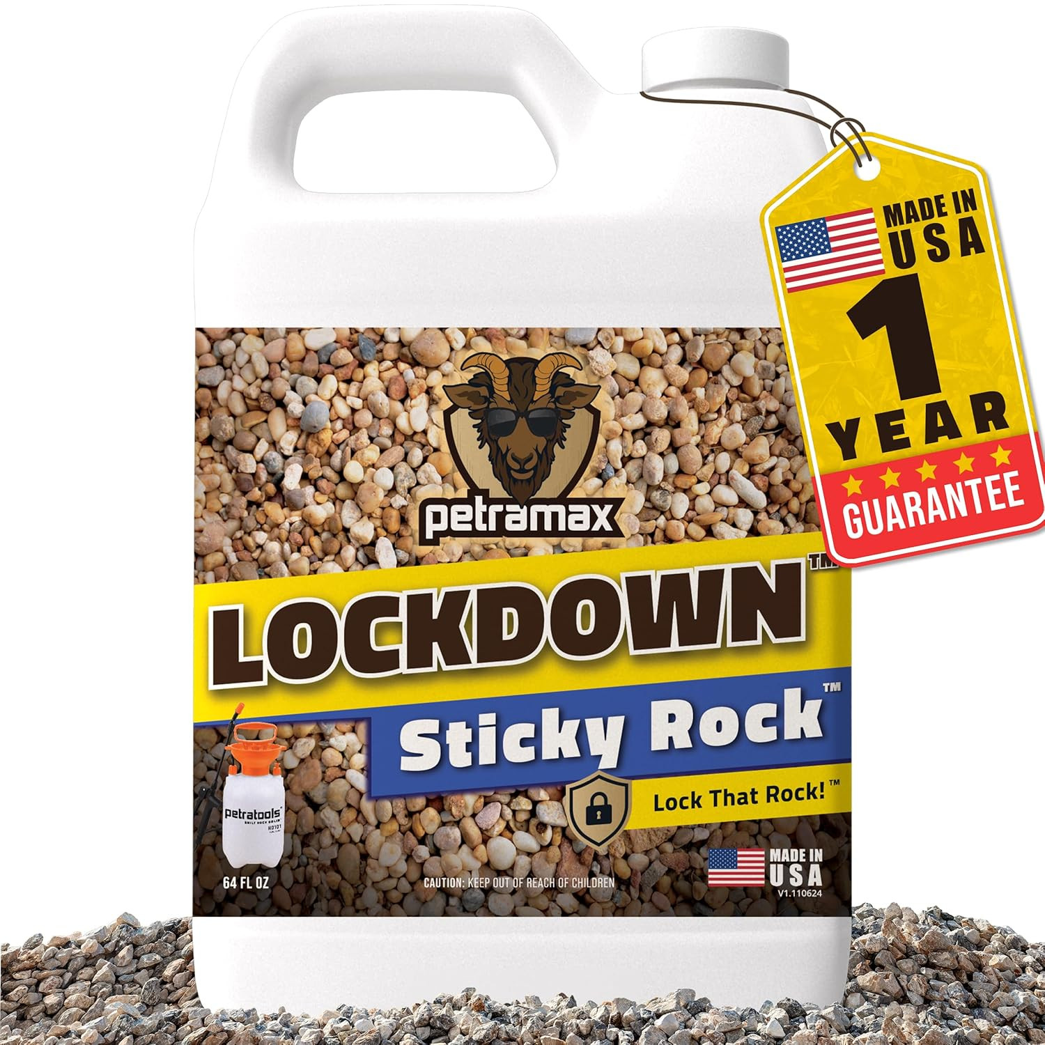 Lockdown Sticky Rock Glue for Landscaping (64 Ounce) – Super Adhesive Non-Toxic