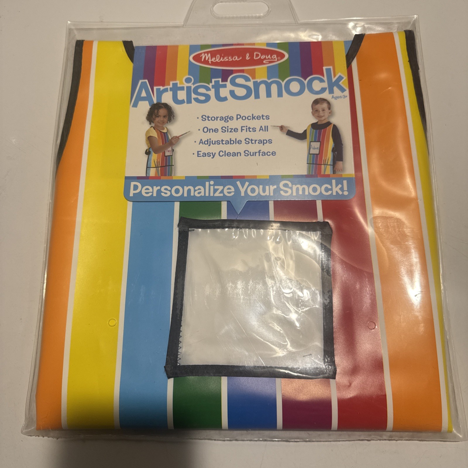 Melissa & Doug Childs Artist Smock Rainbow Stripe Personalize 3+Years New