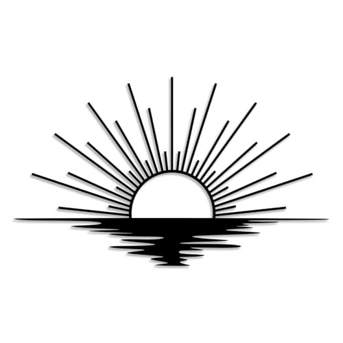 Line Sunrise Sunset Metal Wall Decor – Minimalist Room Decor Wall Art Black