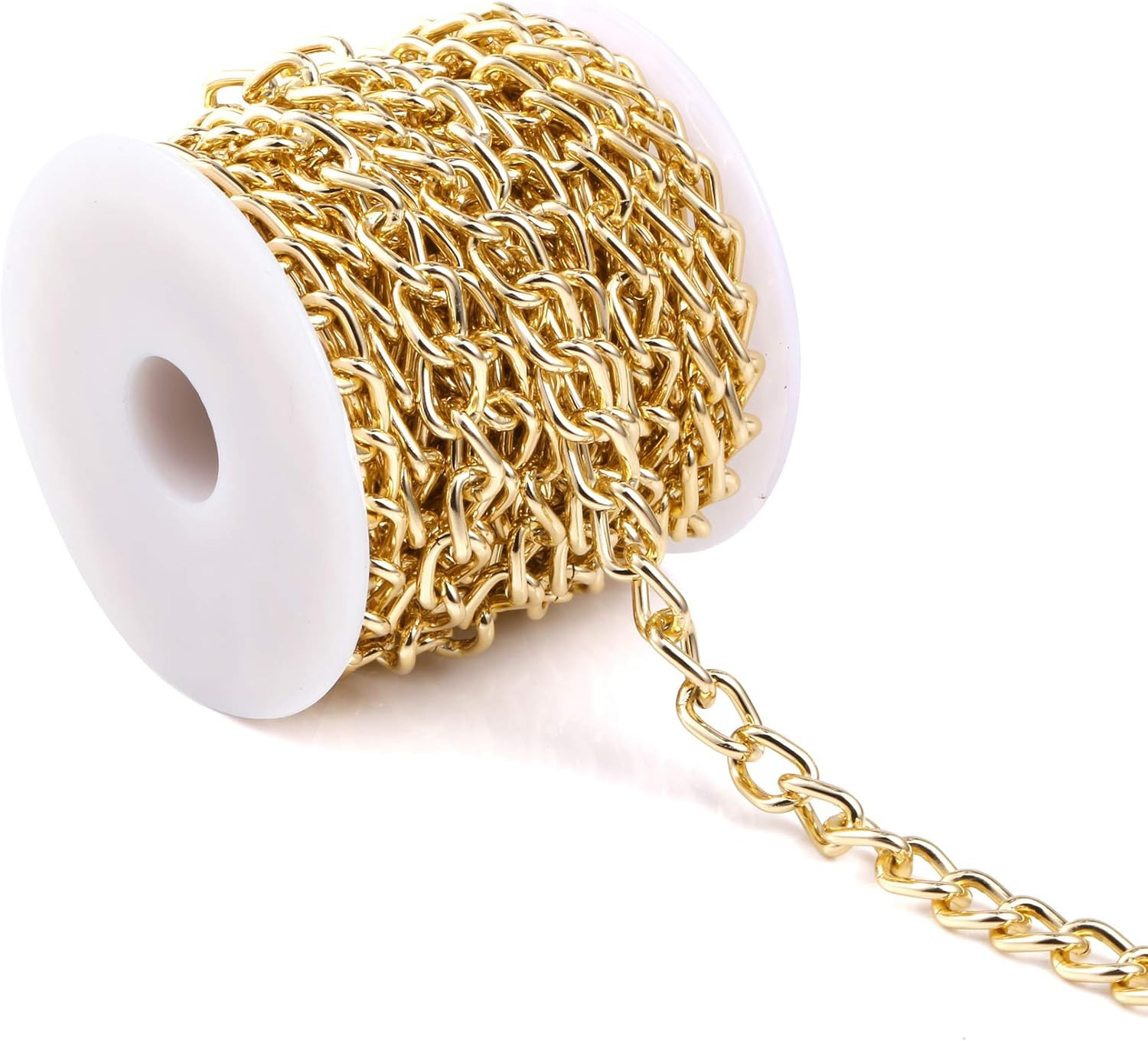 16.4Feet Gold Plated Brass Curb Chain Twisted Chunky Link Chains Bulk with Spool