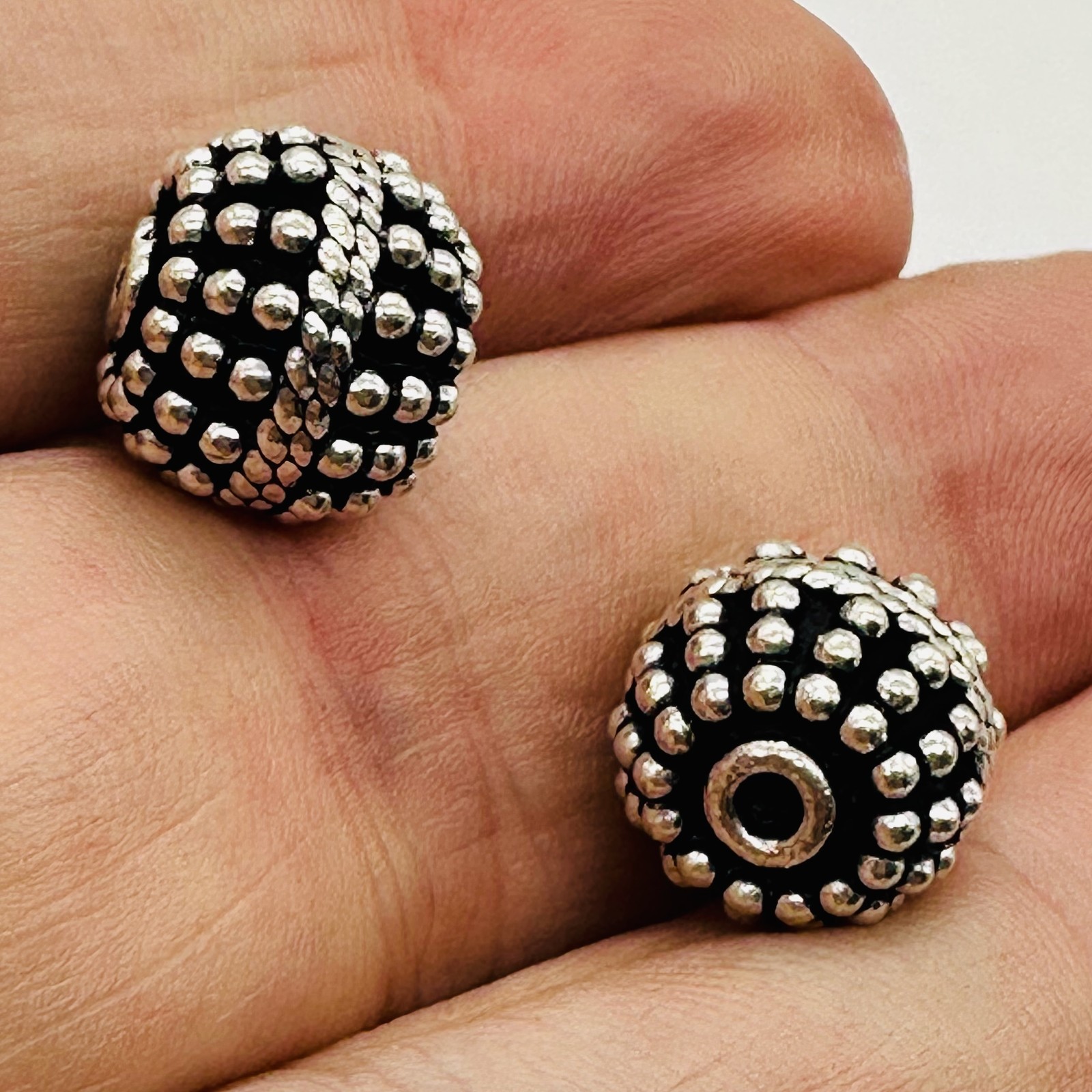 Bali Beads of Incredible Solid Sterling Silver | 12x11mm | 6 gram each| 2 Beads|