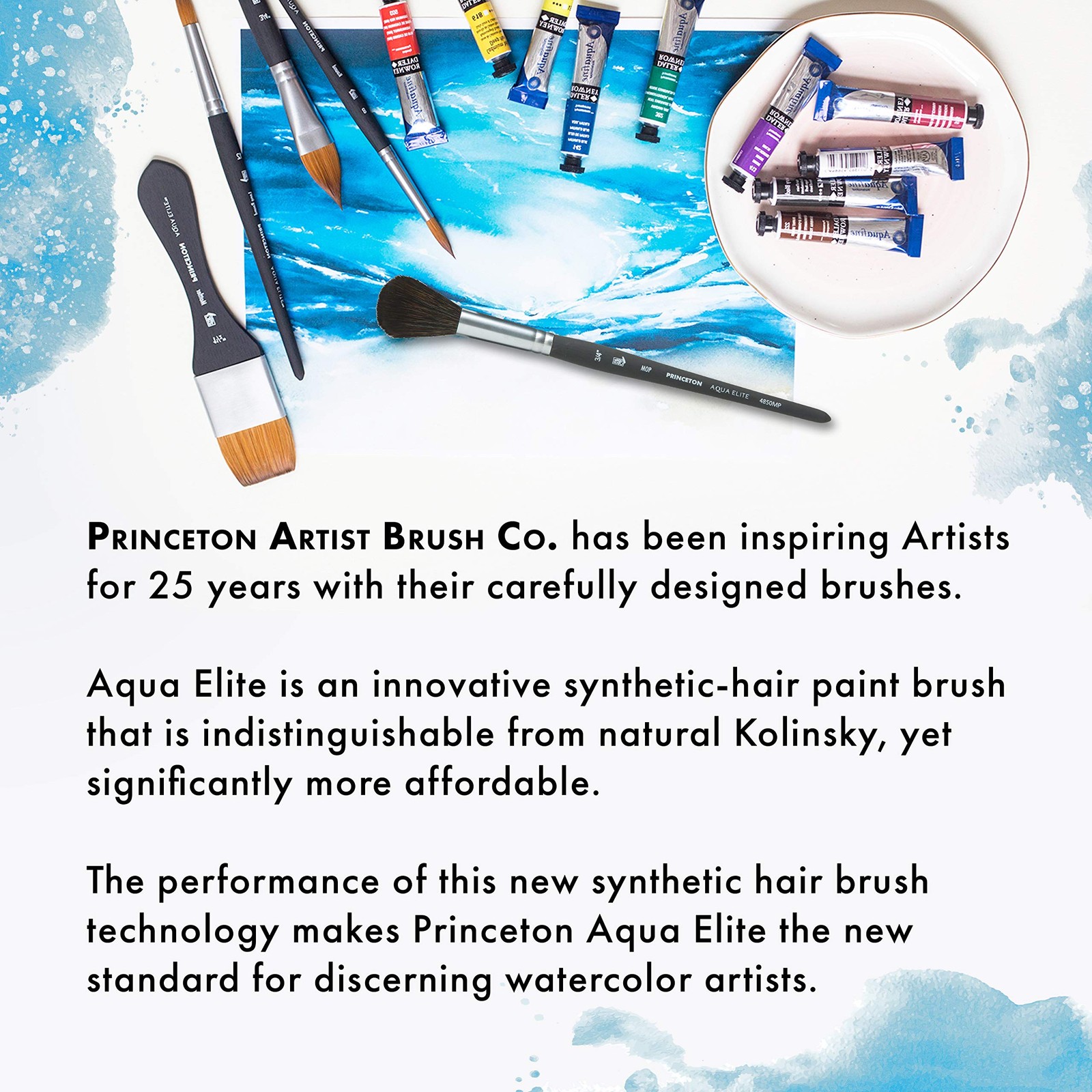 Princeton Aqua Elite, Series 4850, Synthetic Kolinsky Paint Brush,Mottler, 1-…