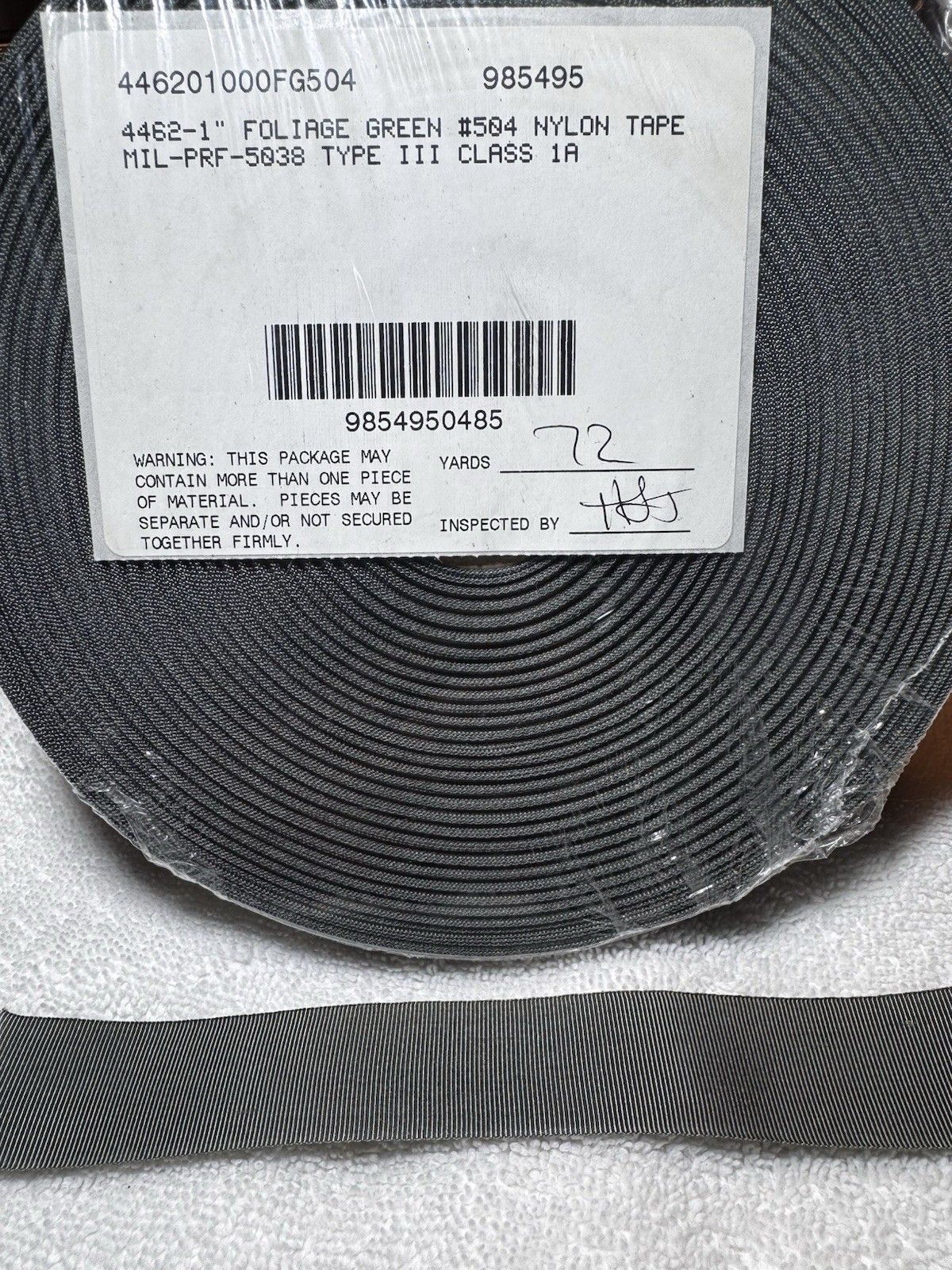 Military webbing 1″ Nylon Foliage Green Type III 1A Edge Binding Tape.