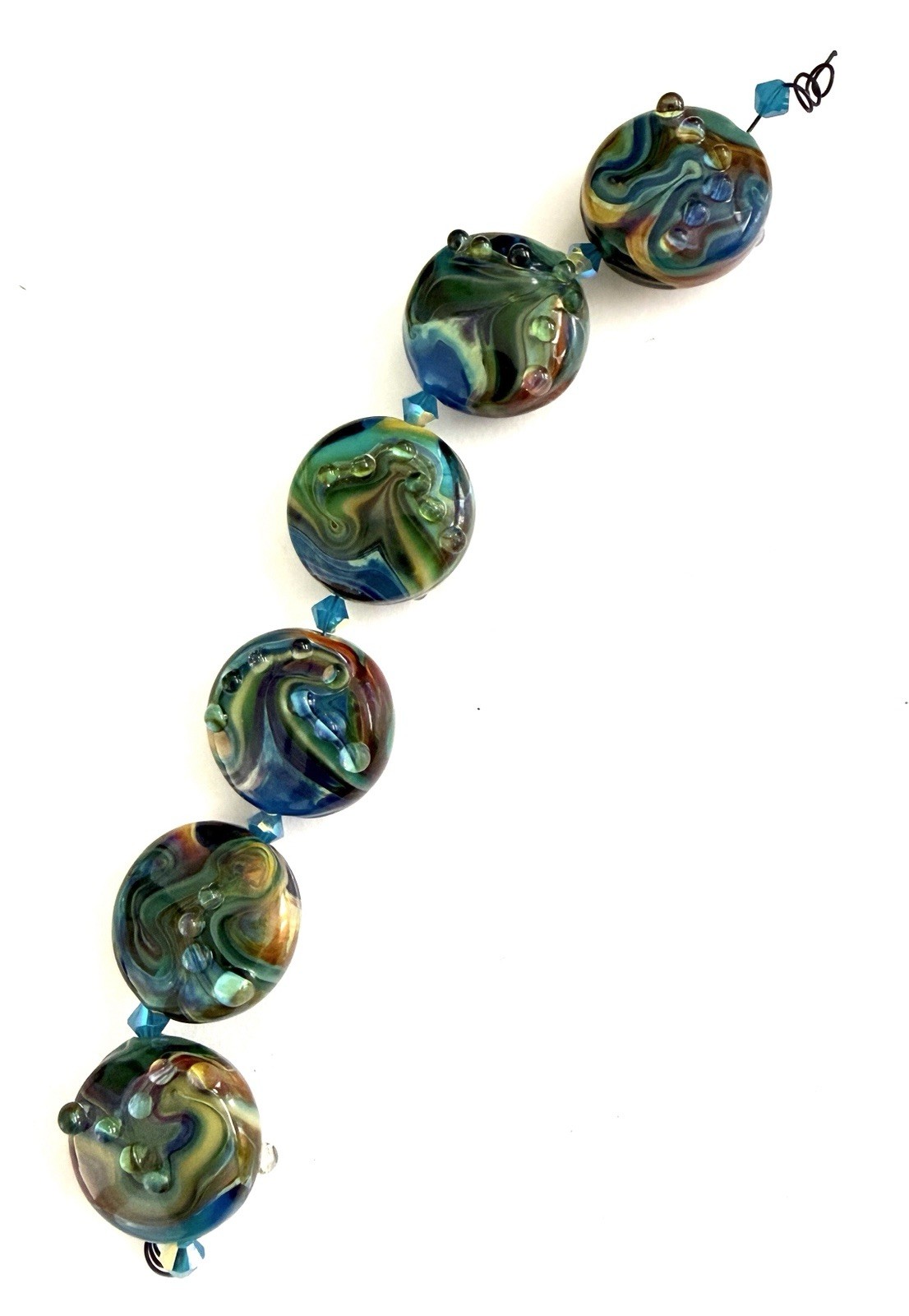 Artisan Lampwork Glass Bead Set 6 Archival Beads Jewelry Components Collectible