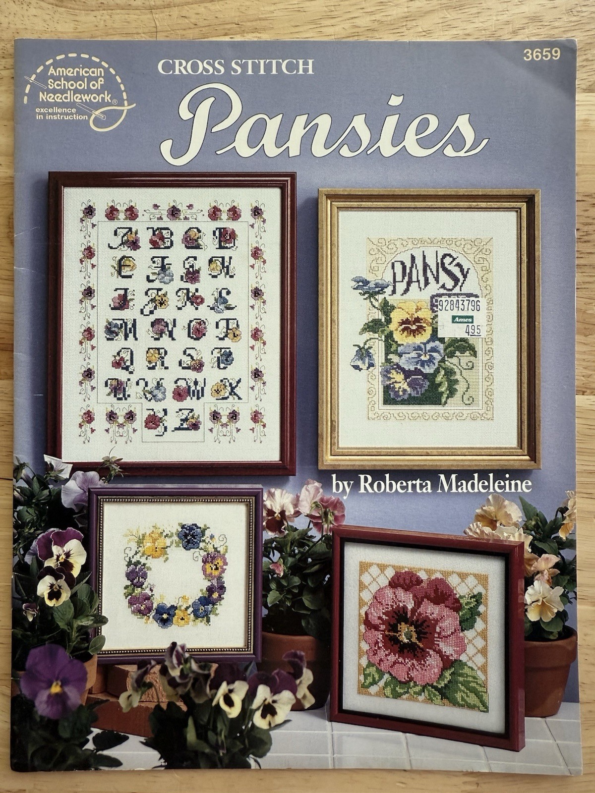 American School Of Needlework Cross Stitch Pattern Book PANSIES By R. Madeleine