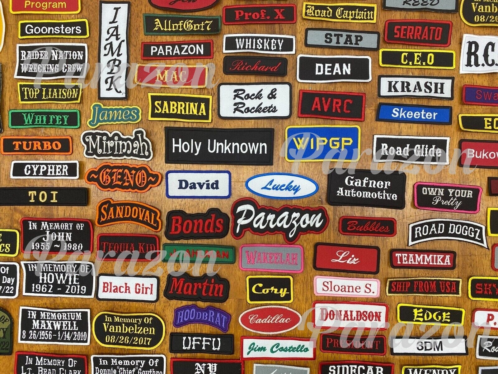 Custom Embroidered Patch -Rocker Name Tag Motorcycle Biker Sew on Patch 3″ ~ 14″