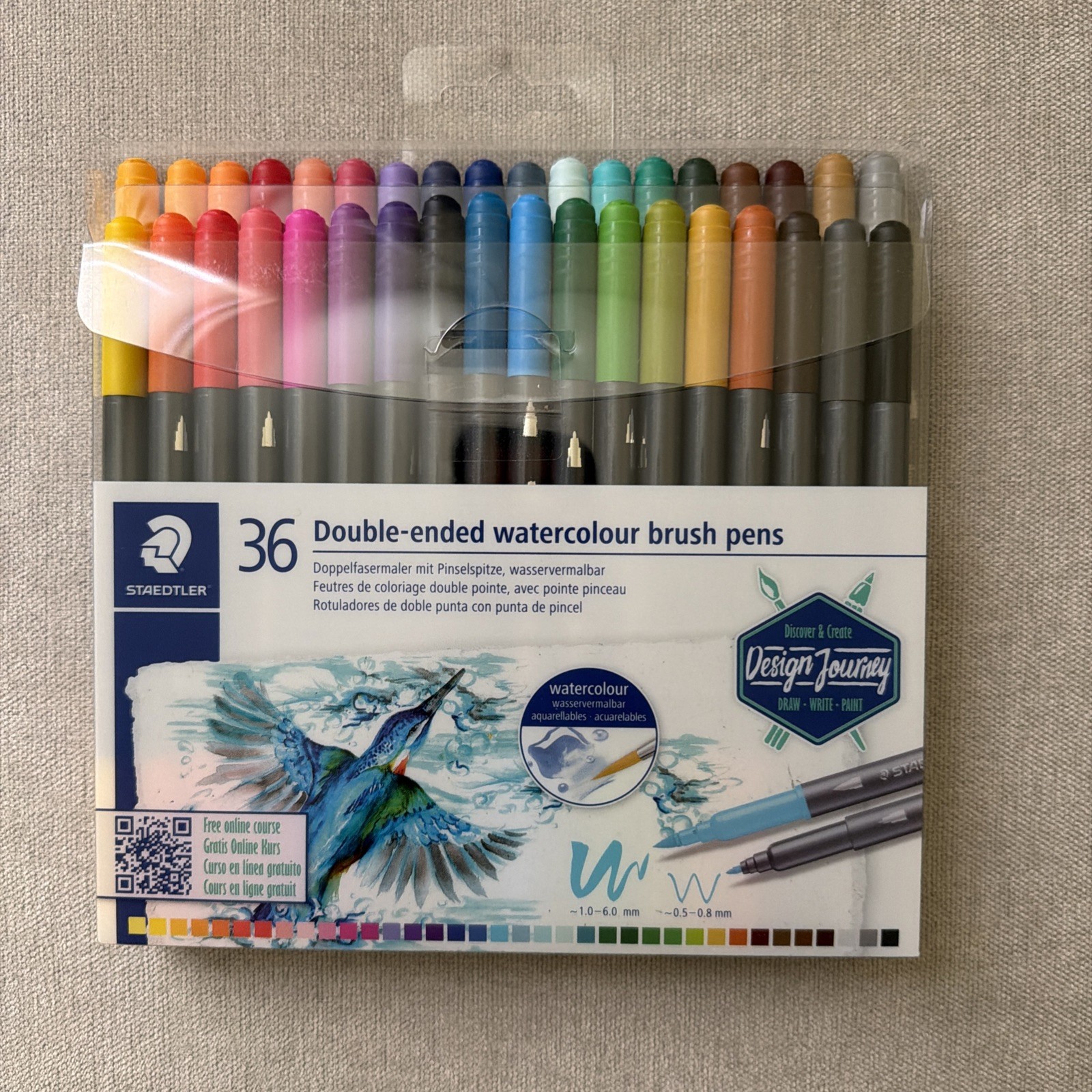 NEW STAEDTLER (36 Count) Double-Ended Watercolour Brush/Pen Multicolor 3001 TB36