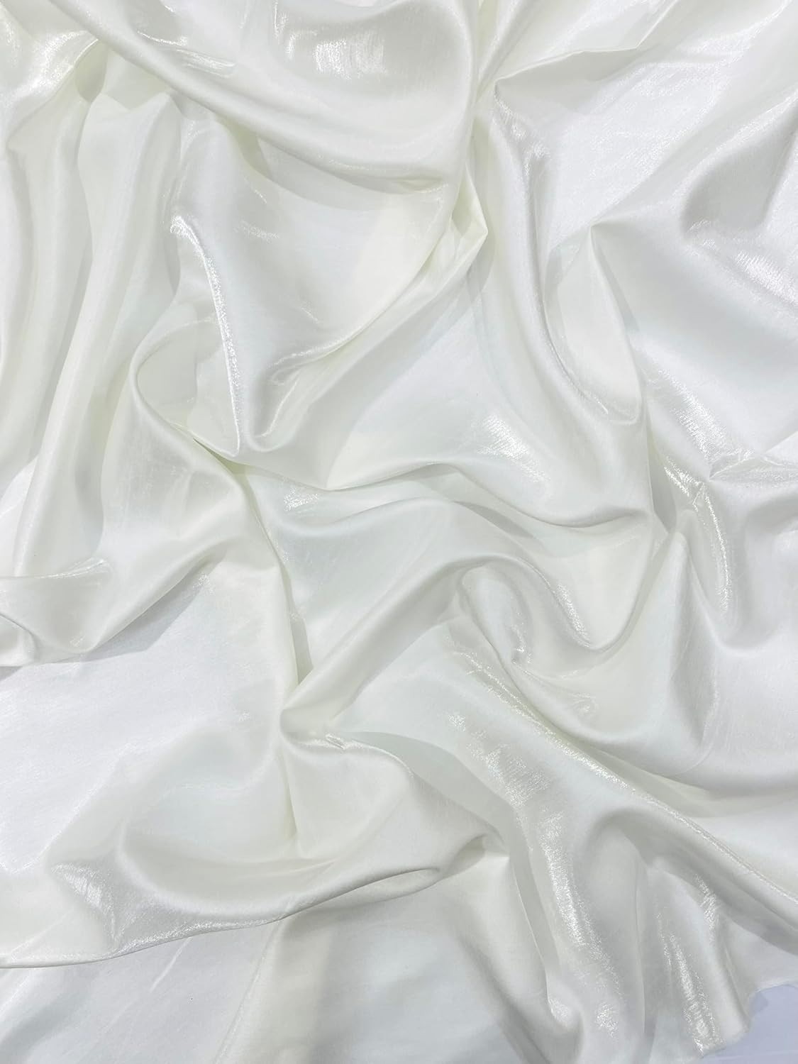 Iridescent Liquid Dupioni Fabric 58″ Wide Lightweight Material Ivory