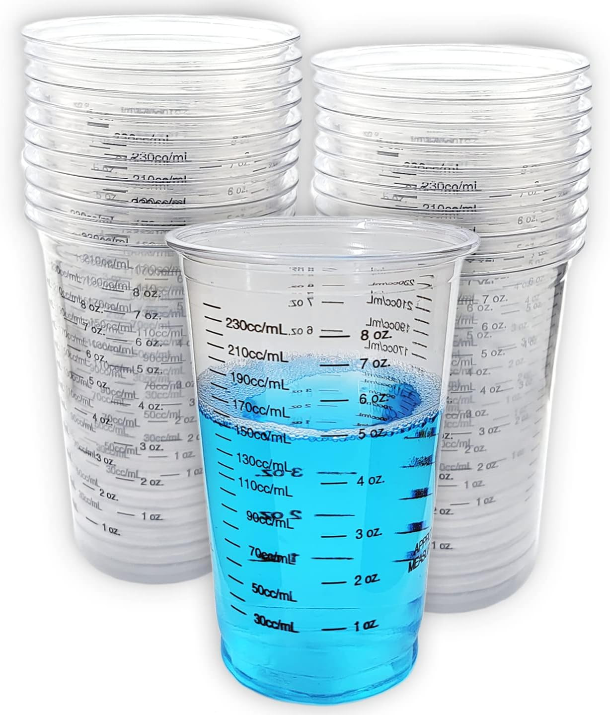 20 8Oz Disposable Graduated Clear Plastic Cups for Mixing Paint, Stain, Epoxy, R