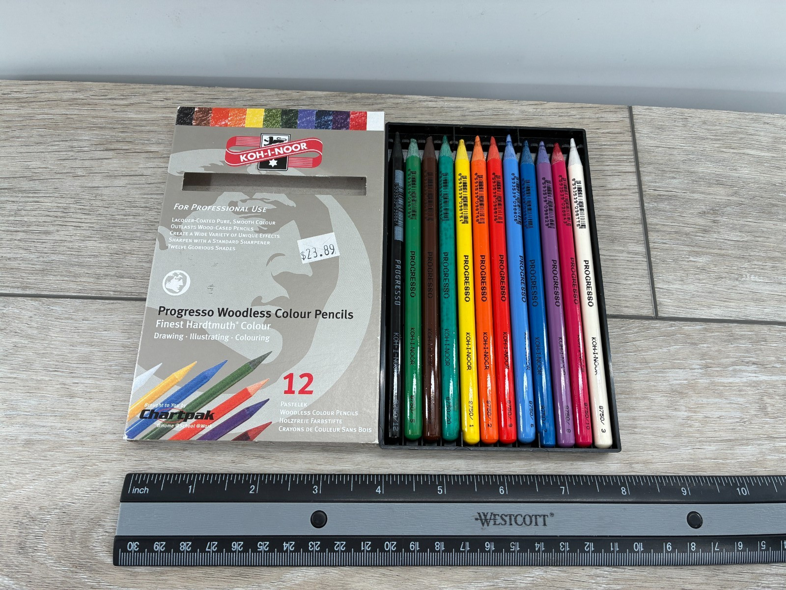 Koh-I-NOOR Progresso Woodless Coloured Pencils Czech Republic Professional 12 ct