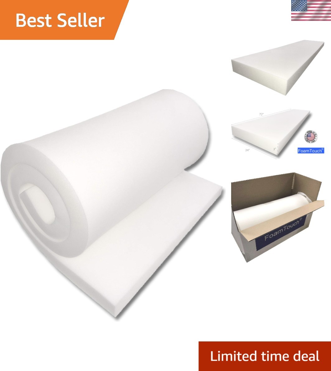 Upholstery Foam Cushion, High Density, 3″ H x 24″ H x 72″ L