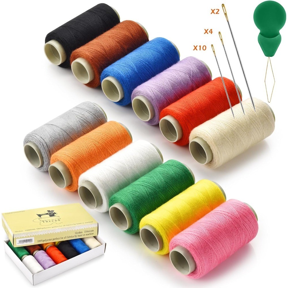 12 Color Sewing Thread Kit with Needle Threader for Hand and Machine DIY Home