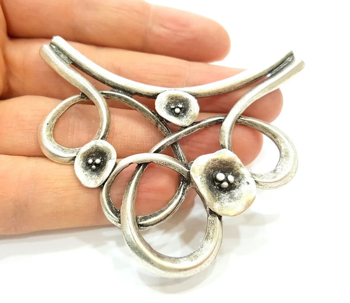 Flower Pendant Collar Antique Silver Plated Metal jewelry Accessories