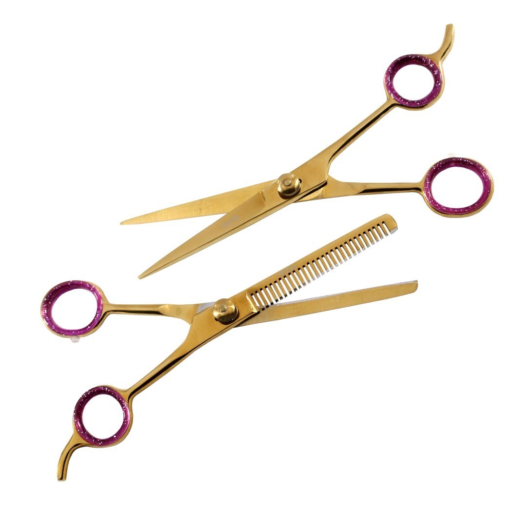 BDEALS Professional Hair Cutting Razor Edge Barber & Thinning Scissors 2 pc Set