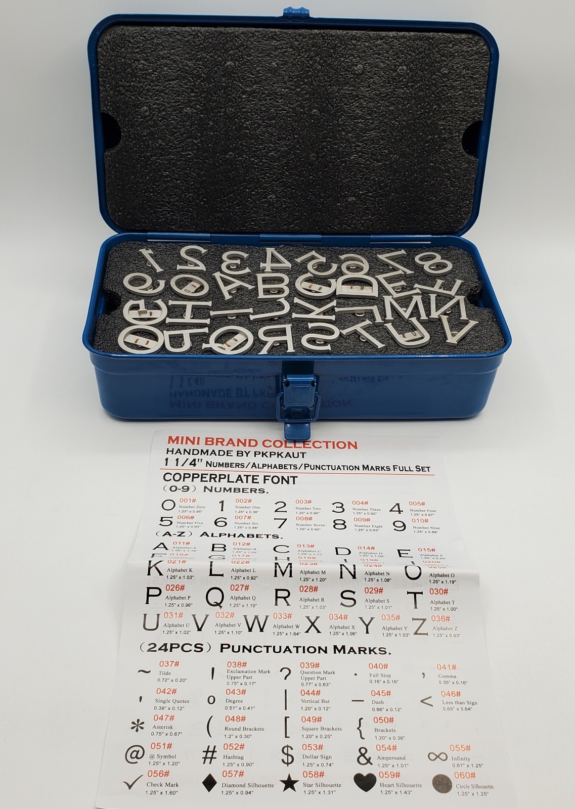 Branding Stamp Set 1.25in Letters Numbers Marks Full Set Unused Metal Toolbox