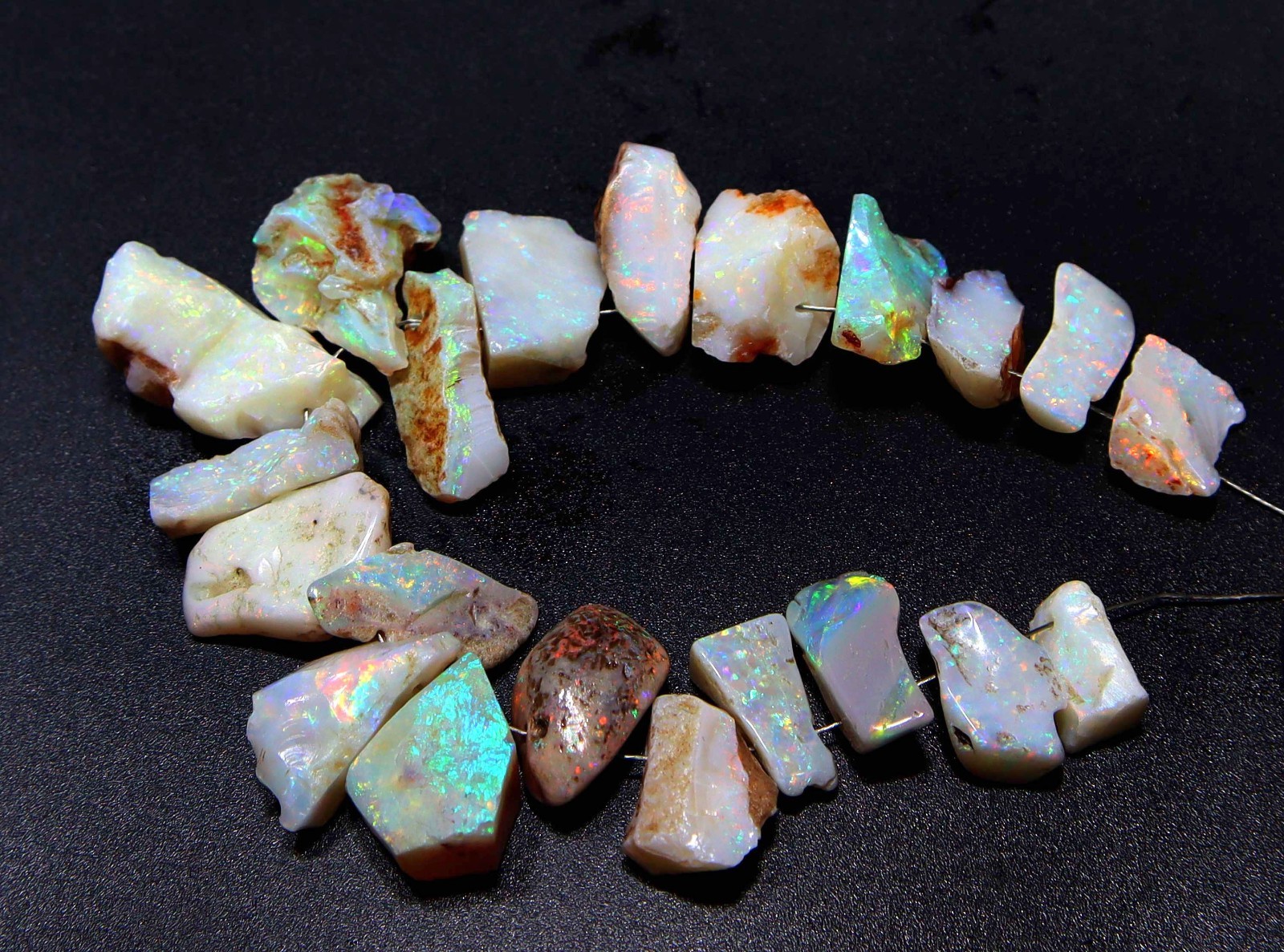 Australian Opal Rough Nugget Beads Natural Multi Fire Opal Gemstone Beads 5 inch