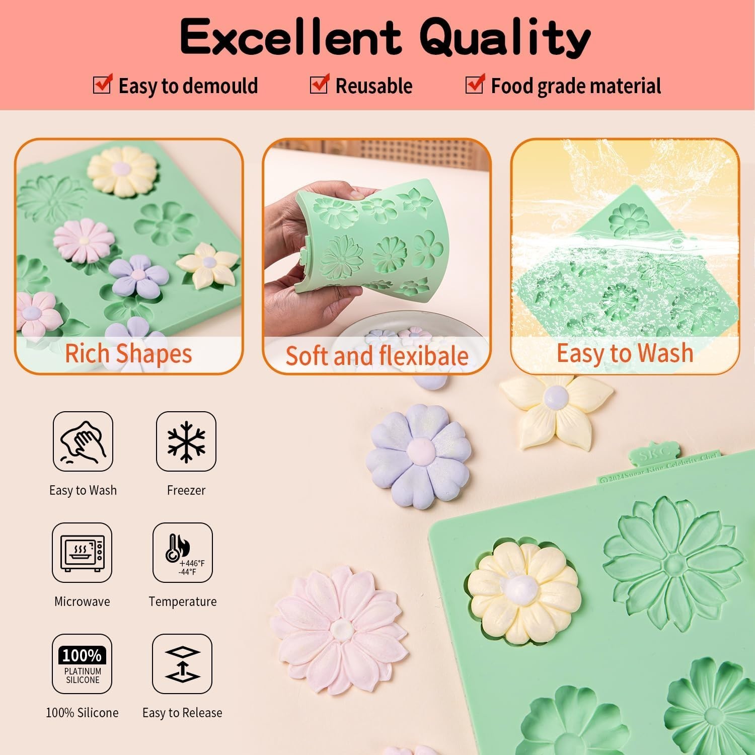 Temperature-Resistant Flower Silicone Molds – Perfect for Creative Cakes & Gifts