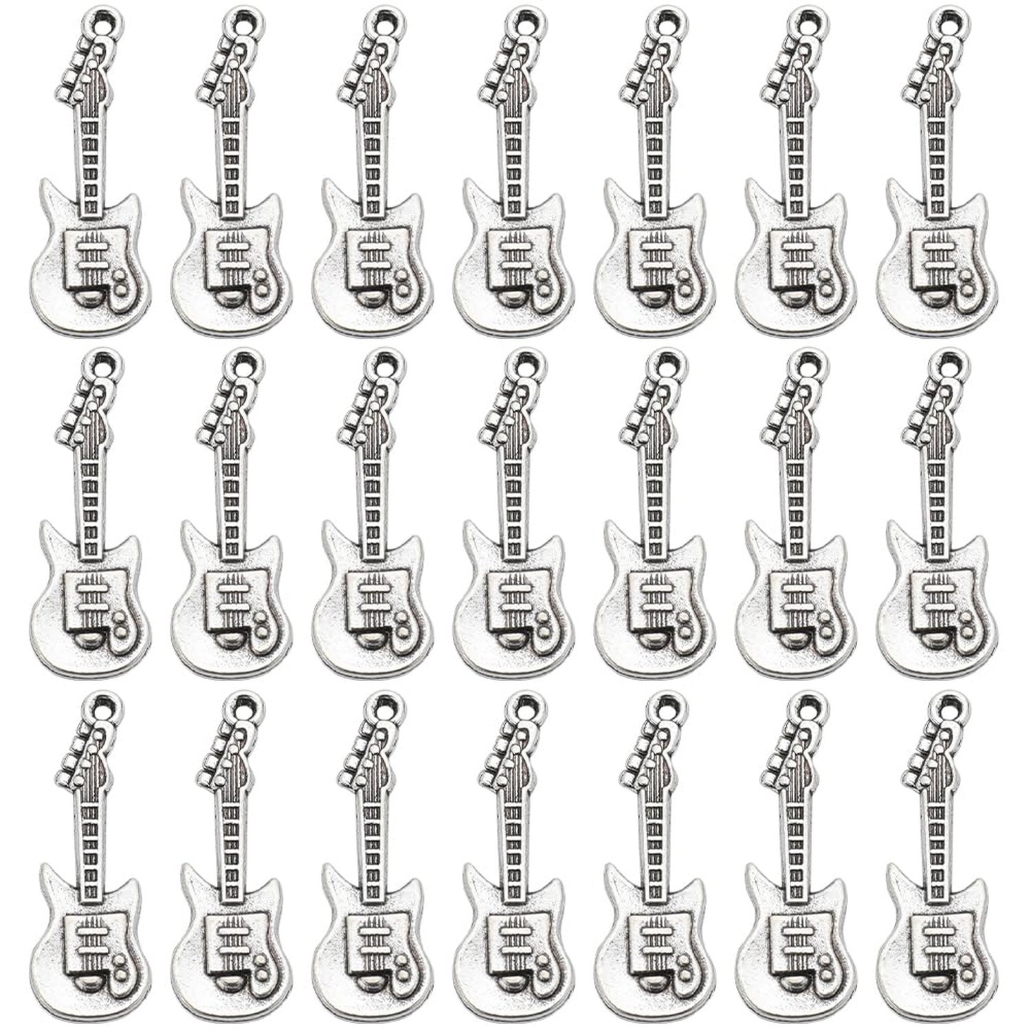 SUNNYCLUE 1 Box 50Pcs Vintage Guitar Charms Musical Instruments Charms Bulk S…