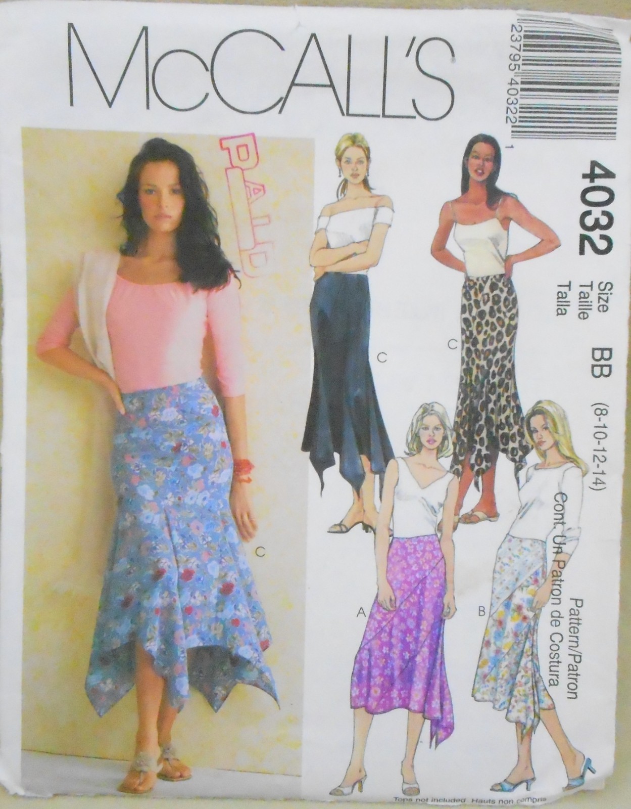 McCall’s 4032 Asymmetrical Semi-Fitted Skirt Pattern size 8-10-12-14 Uncut