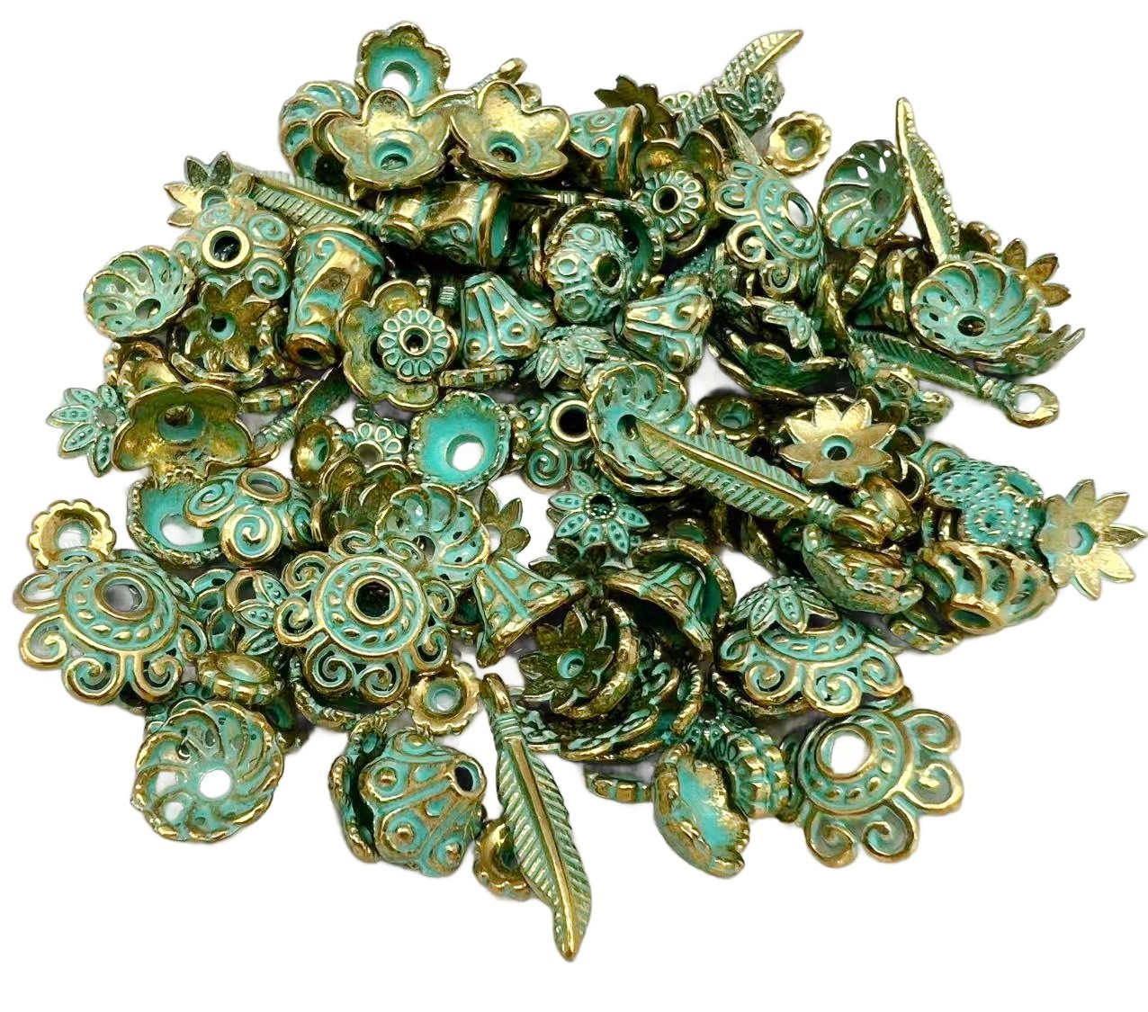 Antique Bronze Patina Flower Bead Caps 4mm~15mm Beads 40g (Appx 130PC)