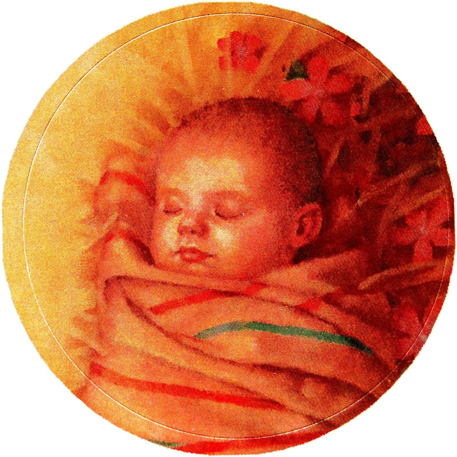 5 1/4″ x 7 1/2″ Sheet of 12 BABY ANGEL TRIO Christmas Card Seals #57 USA MADE