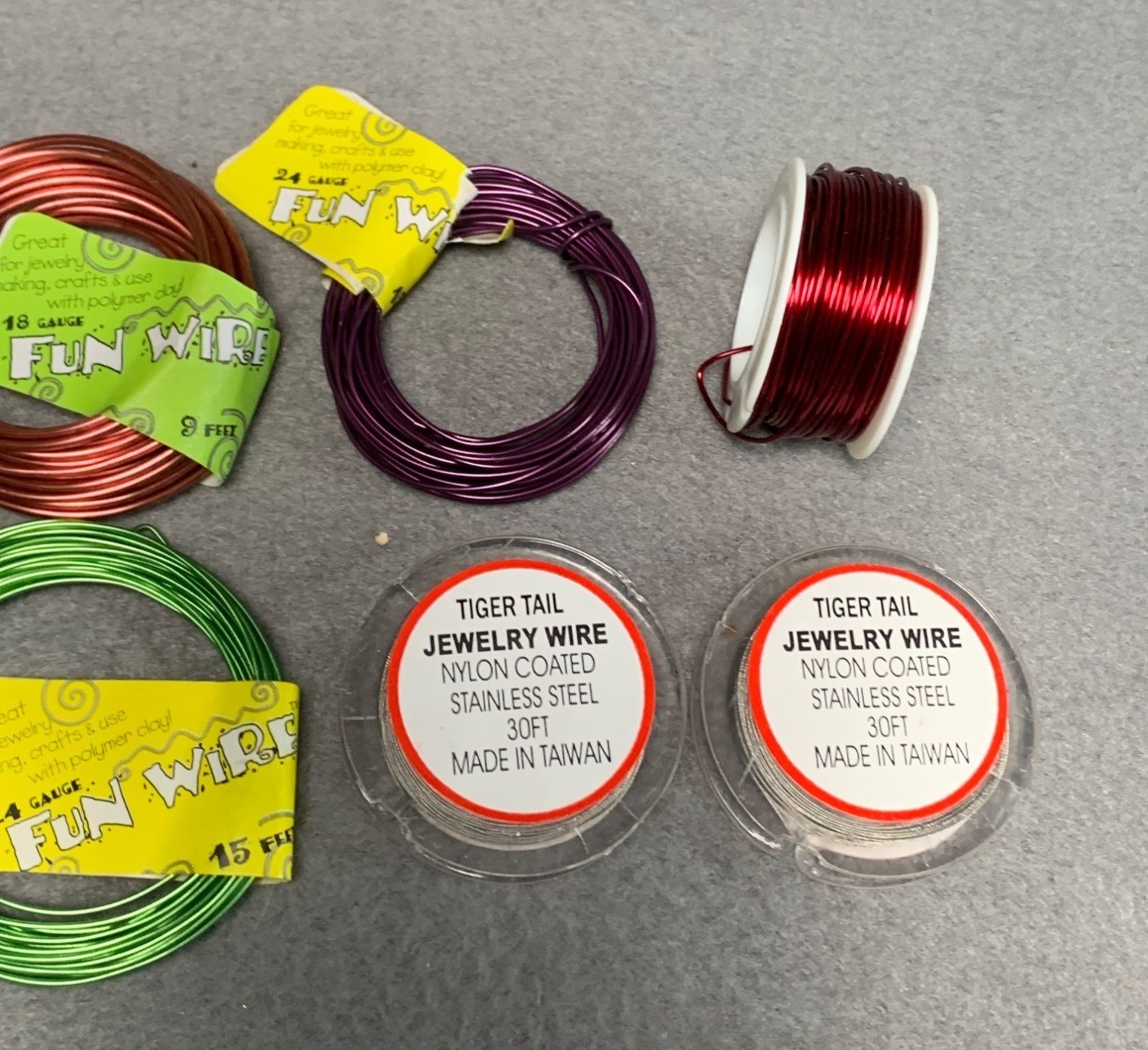 Assorted Jewelry Wire Set – Fun Wire & Tiger Tail – 18-32 Gauge – 9-15 Feet Each