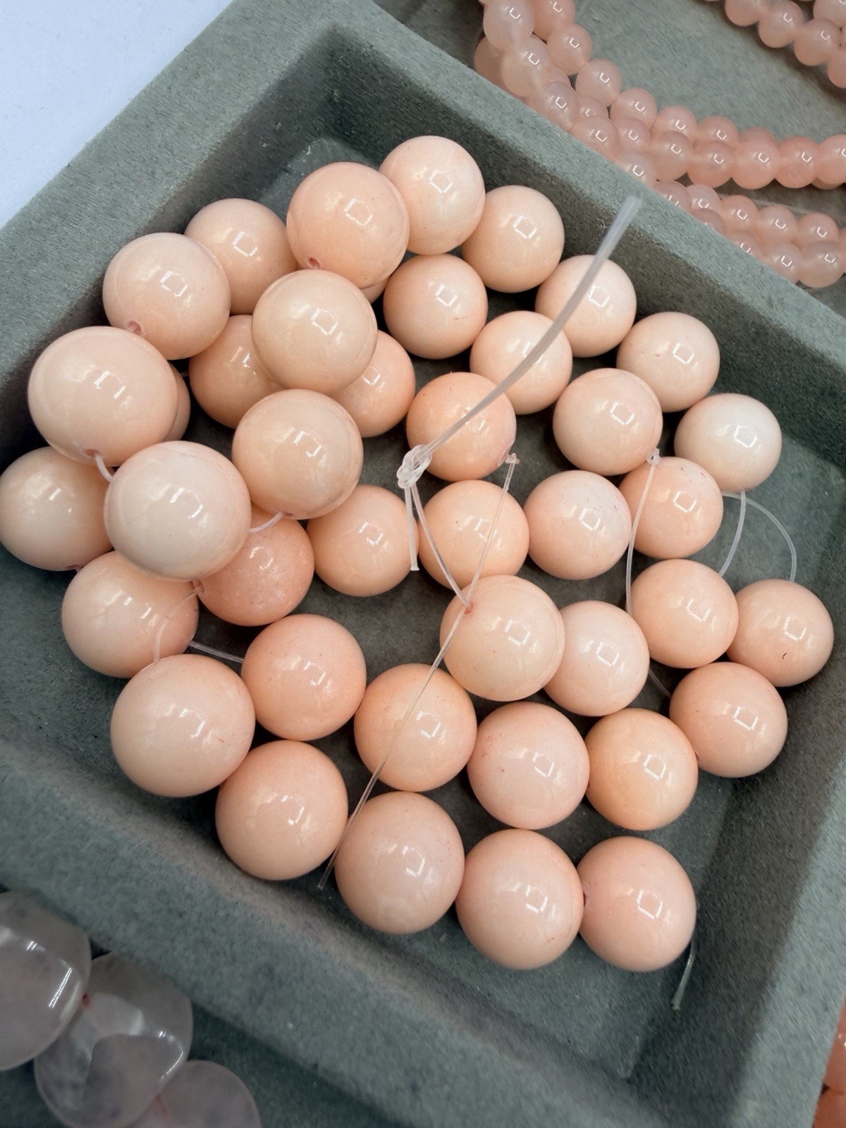 12 Oz Pink Peach Gemstone Beads Artisan Jewelry Making Salvage Lot Pendant Coin