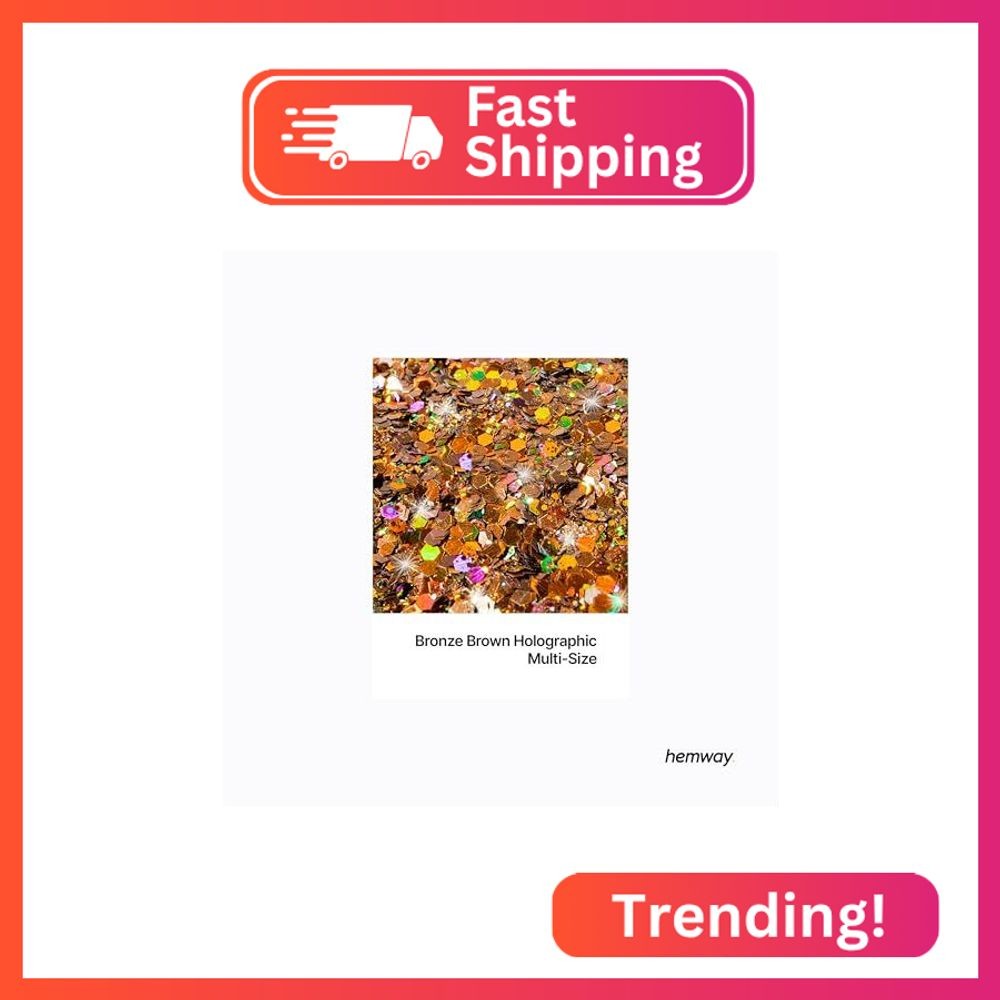 Hemway Craft Glitter Bronze Brown Holographic 100g Multi Size Glitter for Crafts