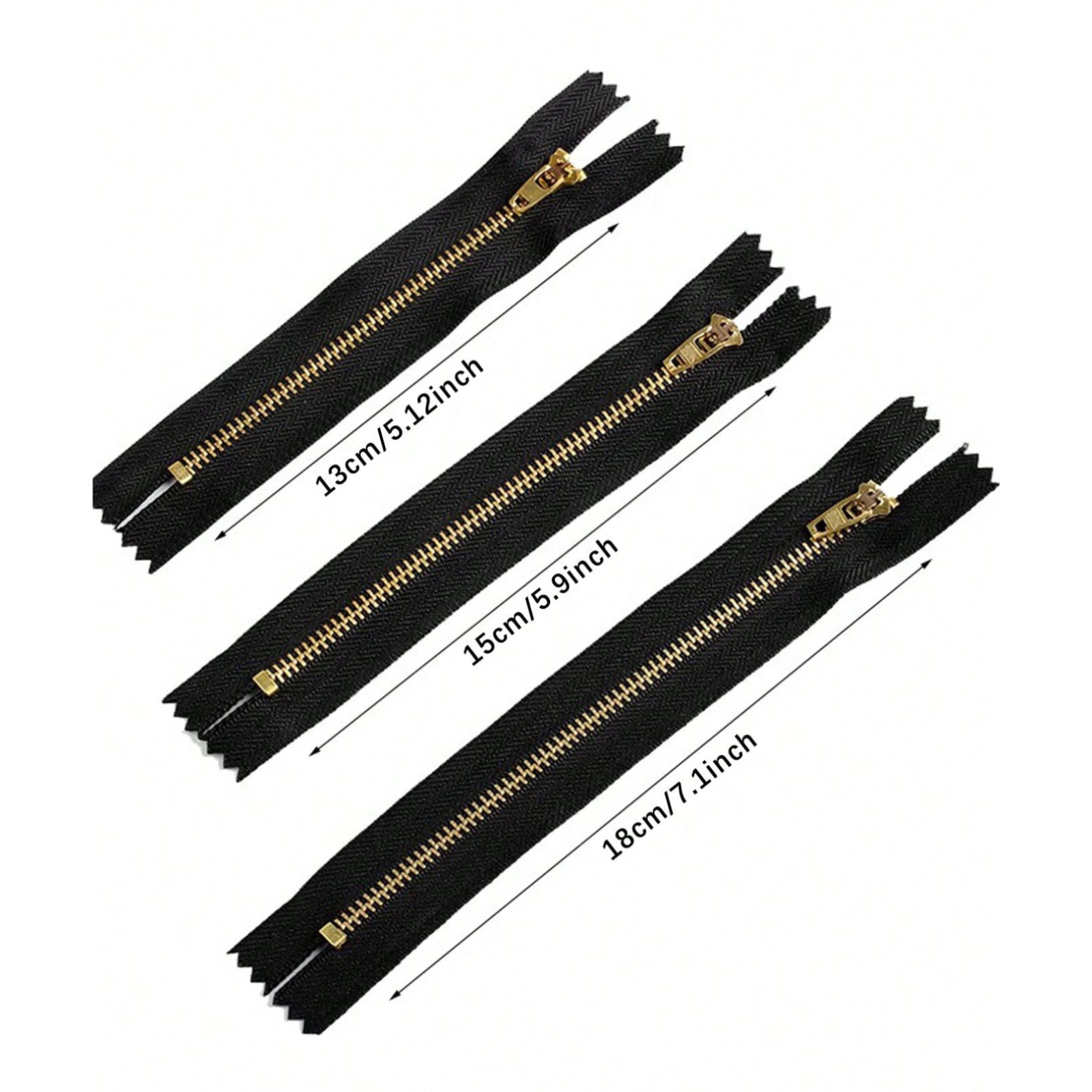 5pcs Jeans Zipper Black Replacement Pants Trousers Zippers Sewing DIY Repair Kit