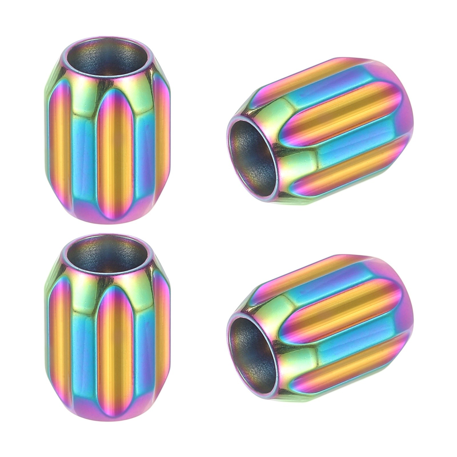 4Pcs Stainless Steel Column Spacer Beads 6mm Hole, Rainbow