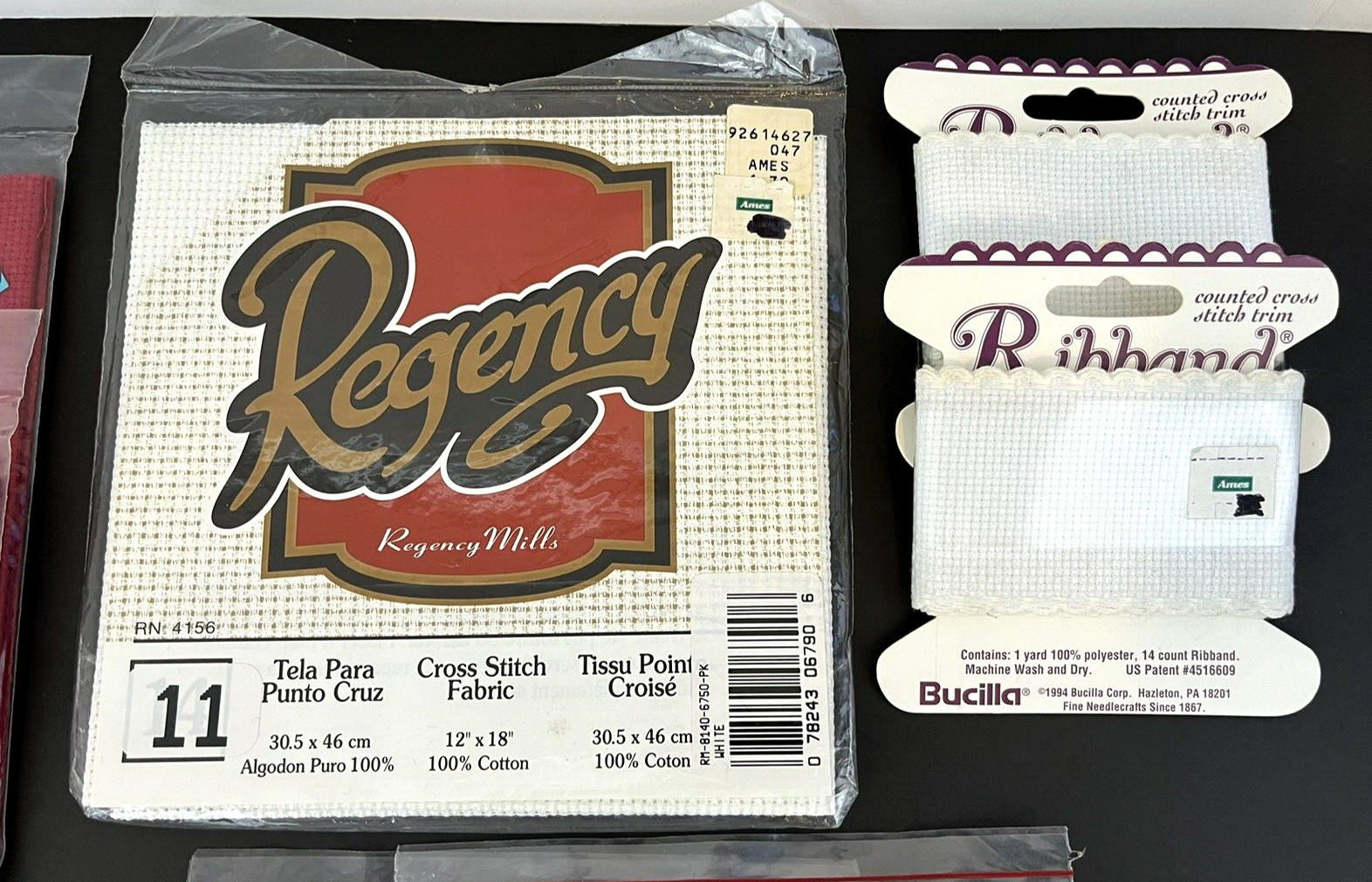 Lot Of 15 Packages~Vintage~Cross Stitch Fabric~Trim~Aida~Cotton~USA~NOS