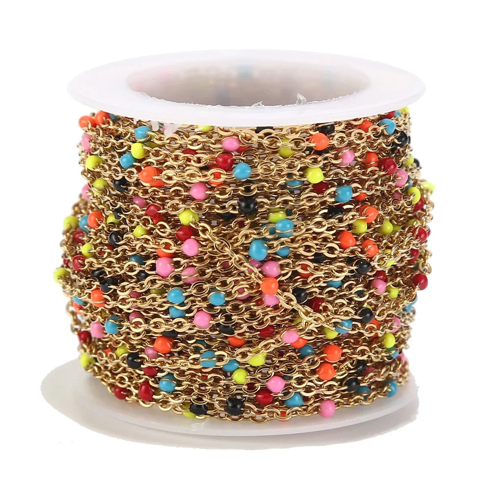 10meters/roll gold stainless steel ball beads chain findings 2mm