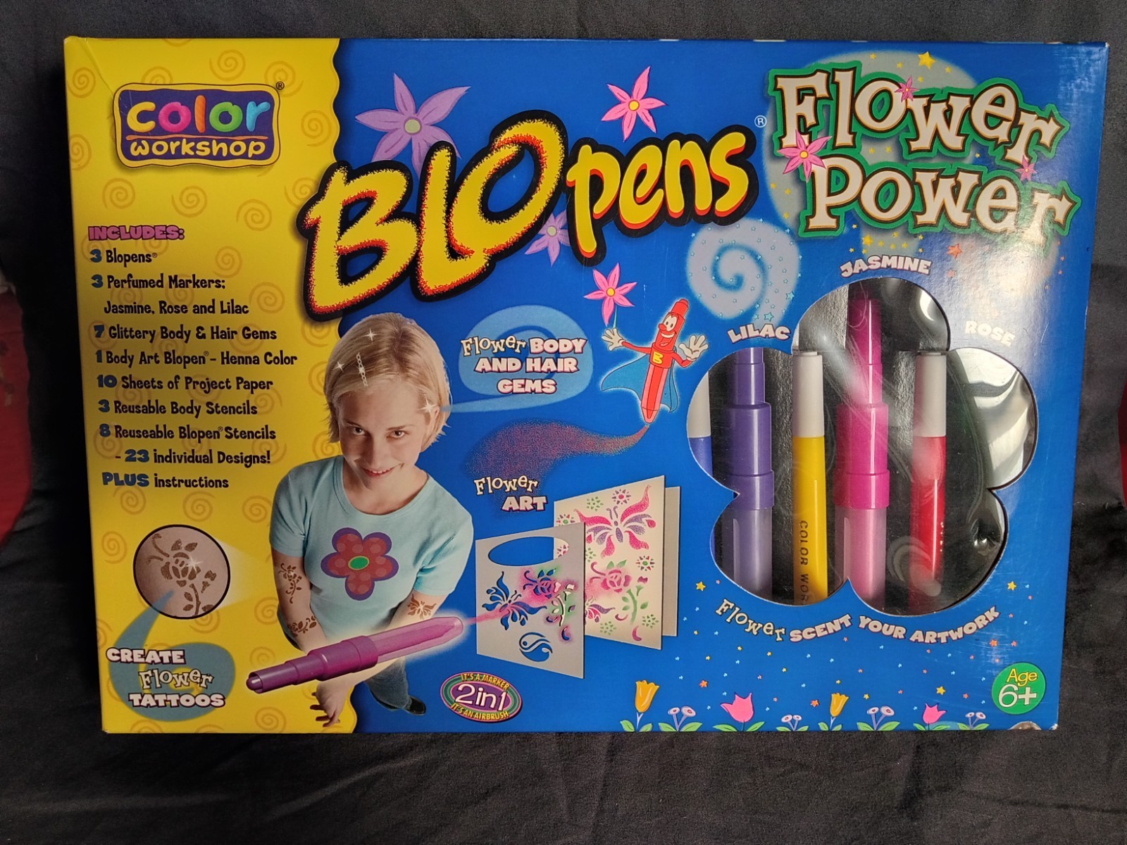 Blopens Flower Power Air Coloring Set Color Workshop Untested w Box