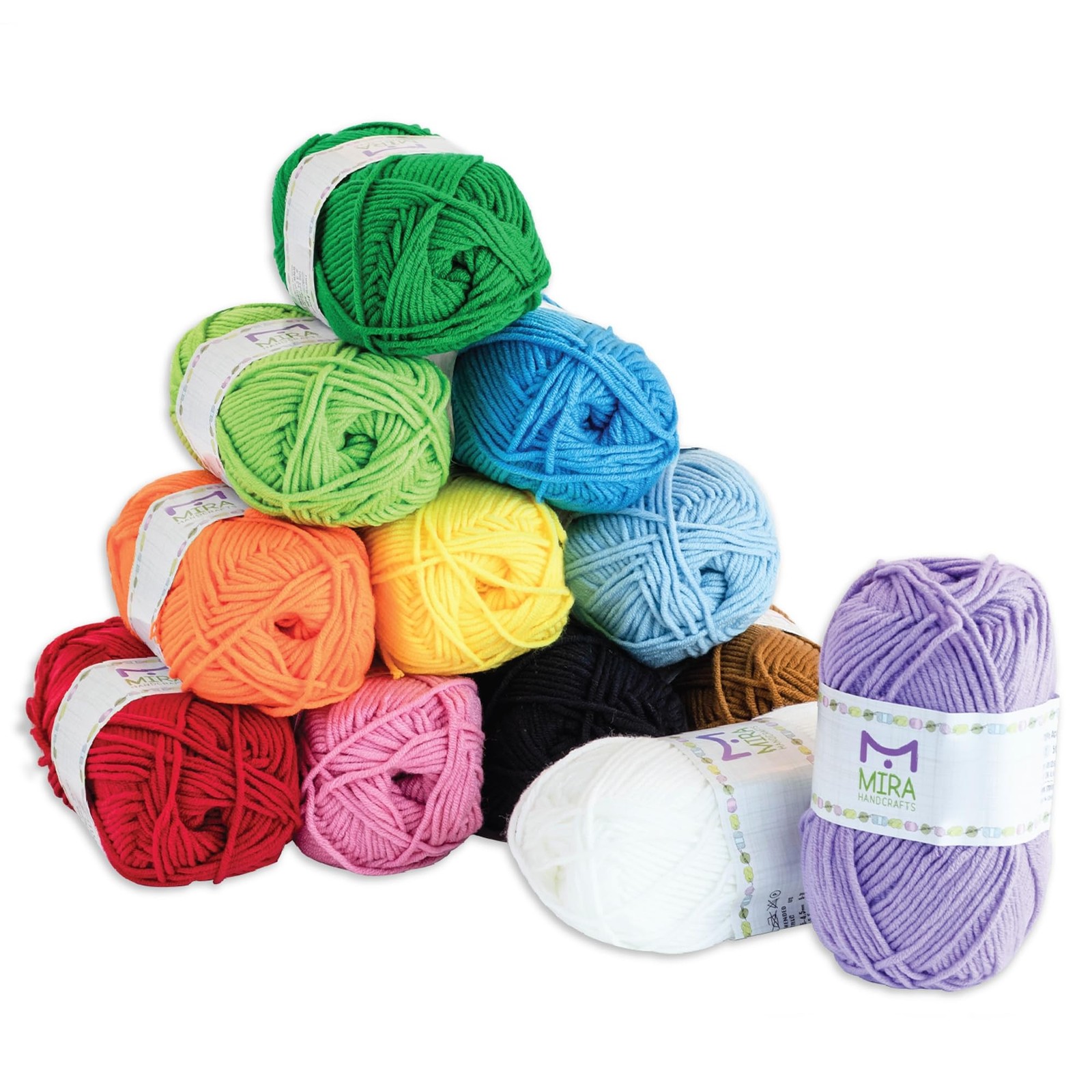 Mira HandCrafts 12 Acrylic Yarn Skeins – Crochet and Knitting Starter Kit for…