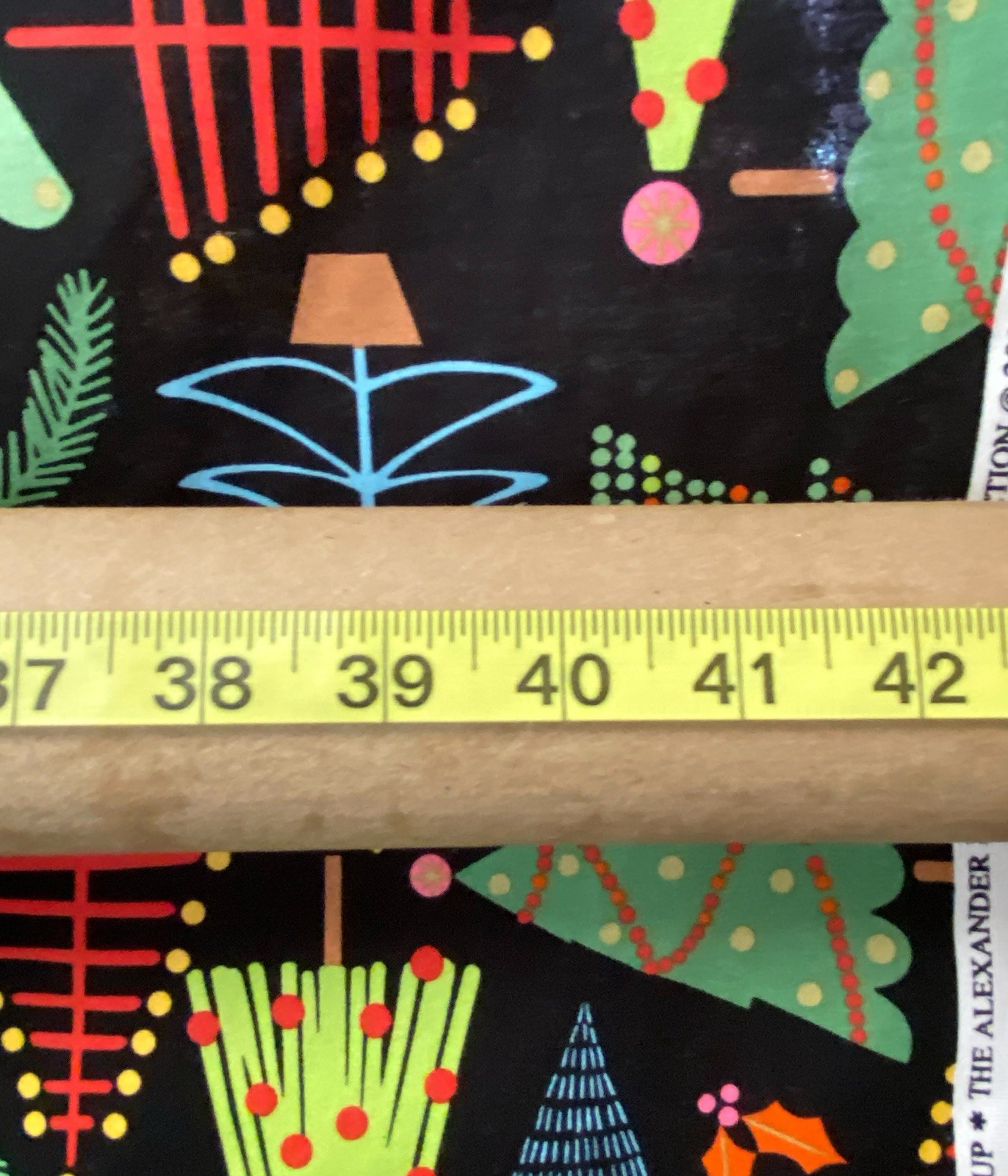 Alexander Henry Christmas Tree fabric Holiday Pines Black Cotton Folk Art 1 yard