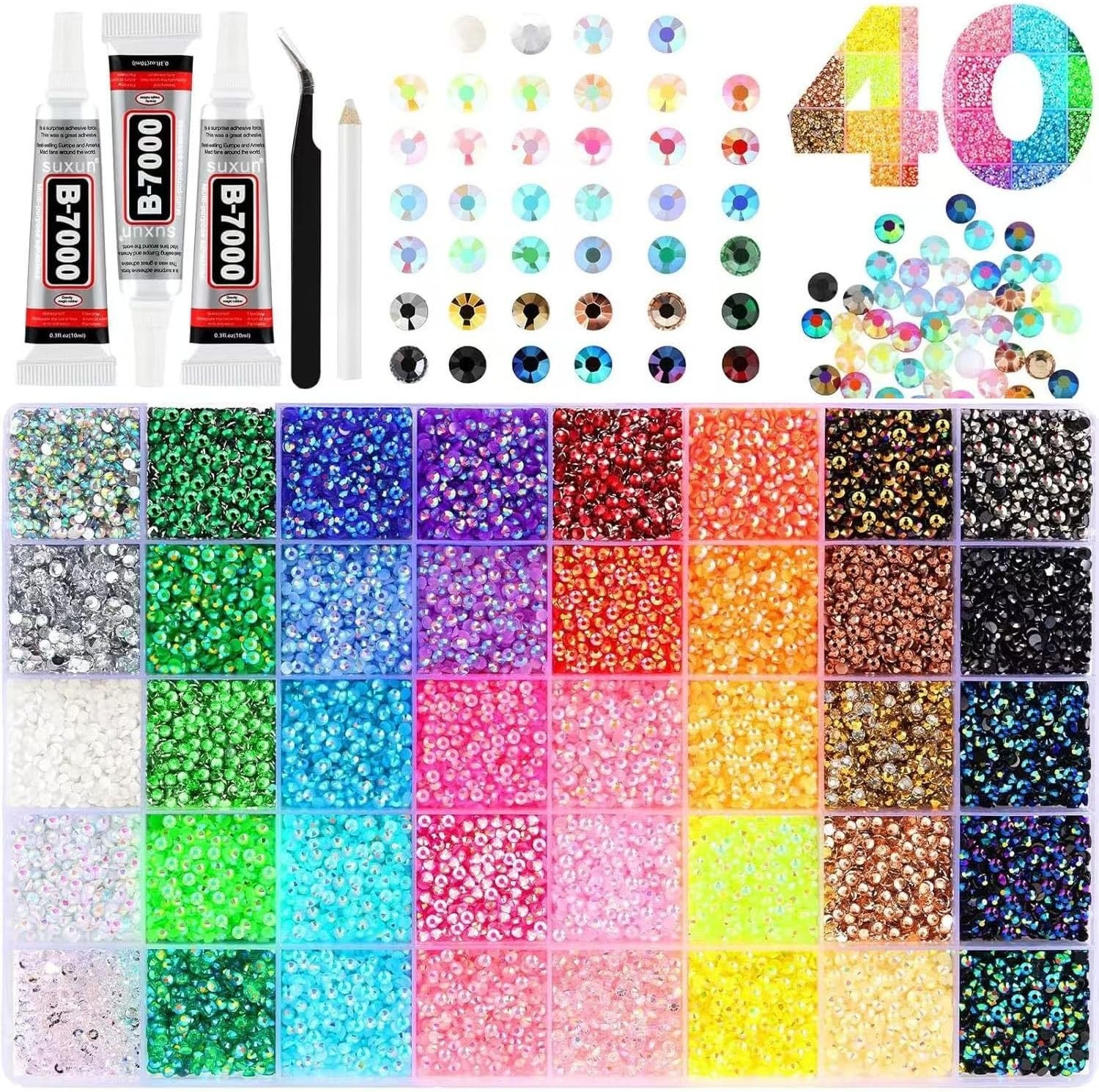 Jelly Rhinestones Bedazzling Kit Multicolor 3mm Flatback Resin Bedazzler Gems US