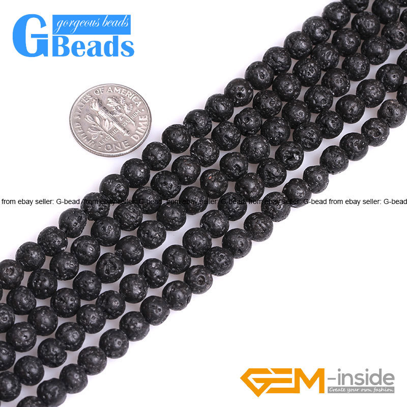 Natural Black Volcanic Lava Sponge Round Beads For Jewelry Making Free Shipping