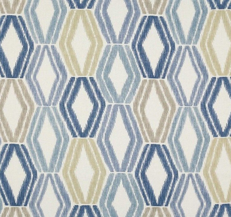 Jane Churchill Curtain Fabric ‘ALEXIS – BLUE’ 2.2 METRES Linen Blend – Geometric