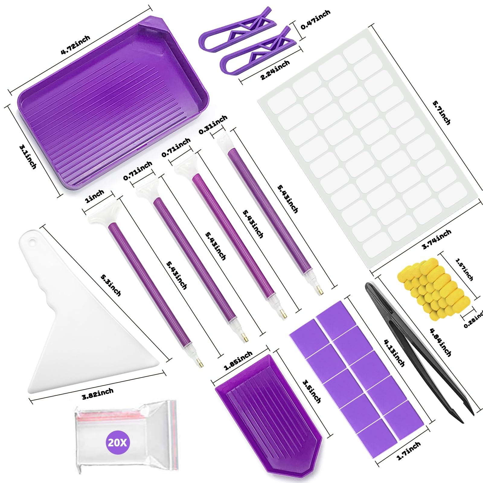 FJCTER 45PCs DIY Diamond Painting 0.5 inches x 1 x 0.39 inches, purple
