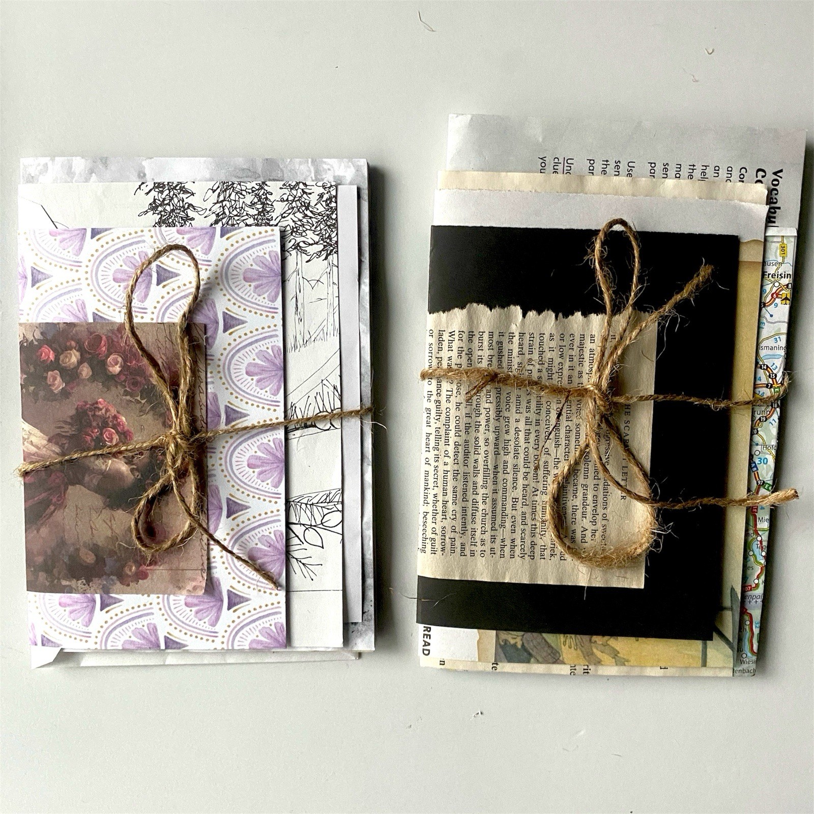 5pc Junk Journal Pages Handmade Paper Signatures Collage Scrapbook & Bookbinding
