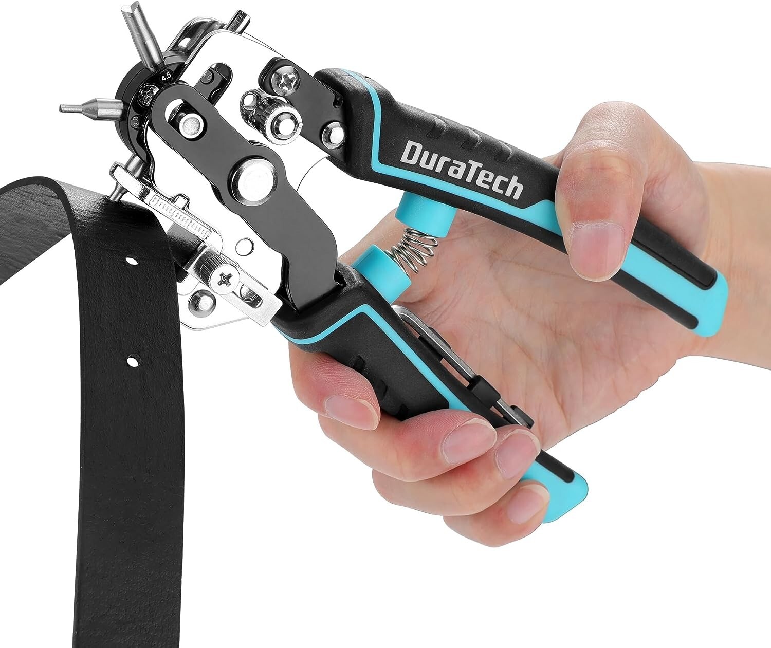 DURATECH Leather Hole Punch, Heavy Duty Belt Hole Punch Plier with 6 Solid Holes