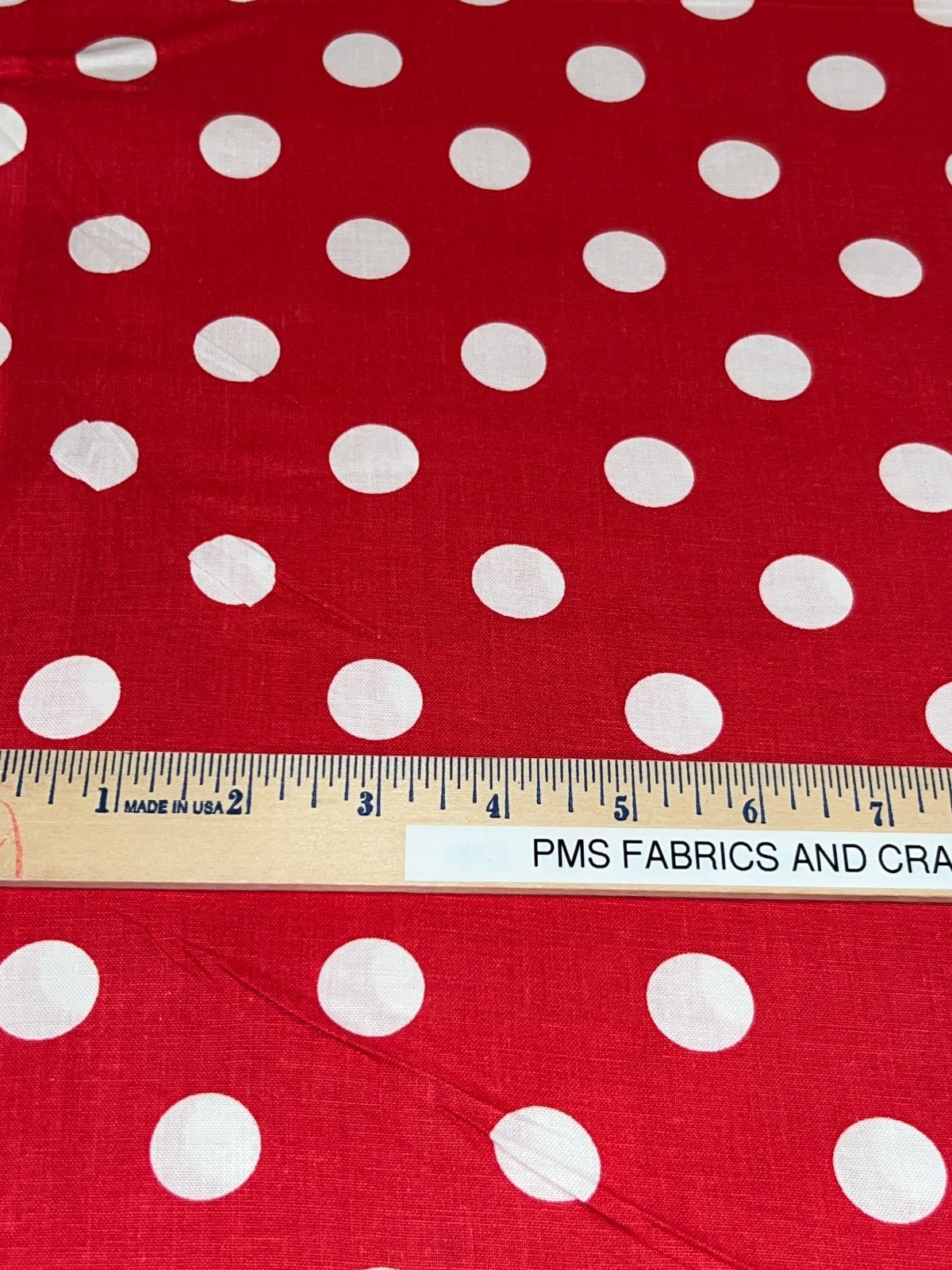 Big Polka Dots 100% cotton fabric by the yard 36 x 44 RED background White Dots