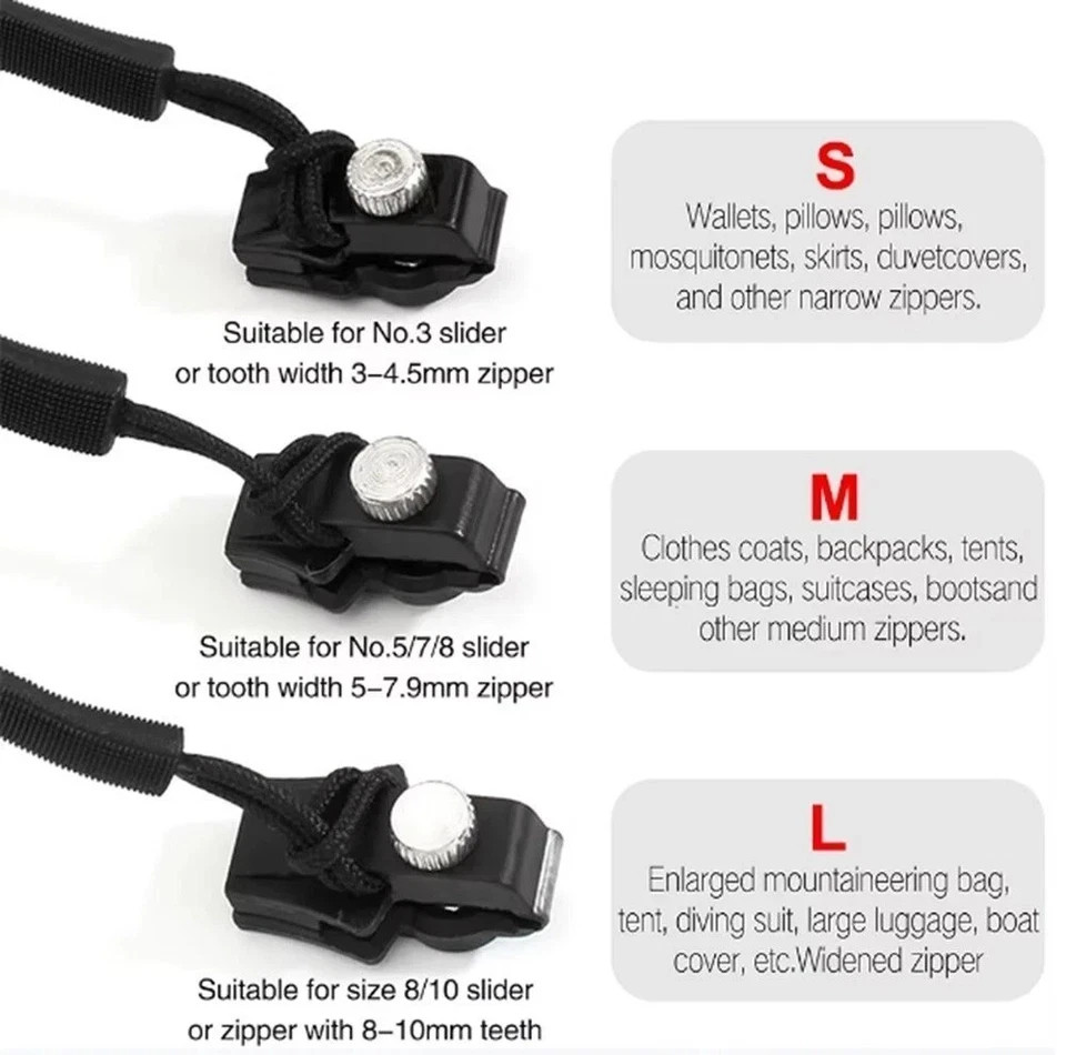 12-Pack Universal Zipper Repair Kit Quick Fix Detachable Slider Replacement US