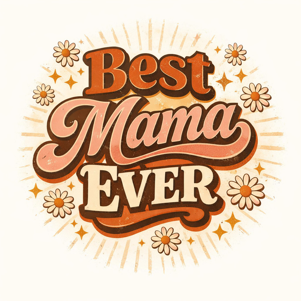Best Mama Ever Retro Boho Typography Shirt Design JPEG