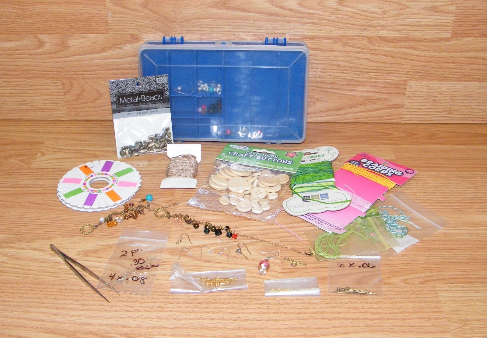Mixed Lot of Crafting / Beads / Jewelry Making Supplies Plus Organizer Box *READ
