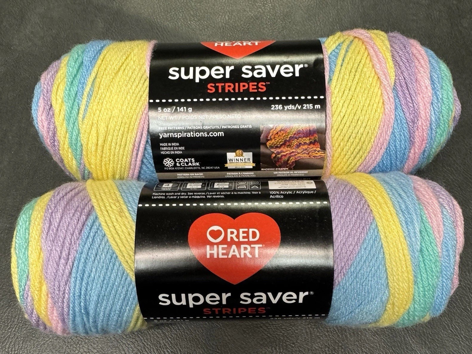 Red Heart Super Saver Baby Rainbow 5 Oz 2 Pack.