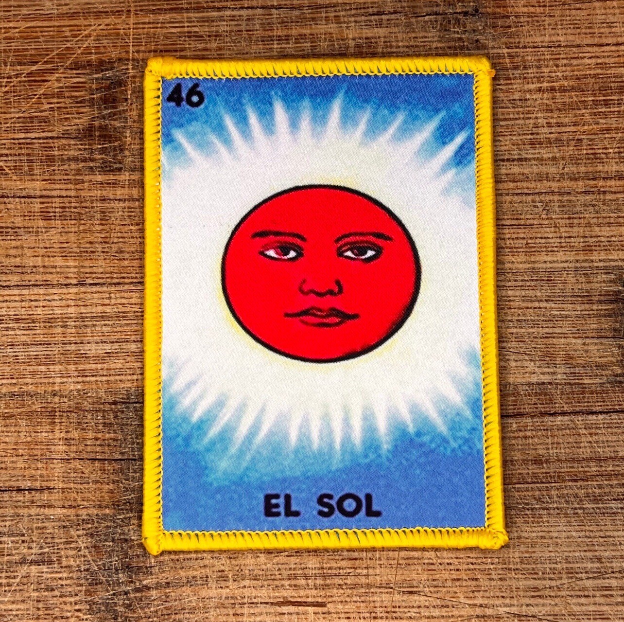 El Sol Loteria Mexican Game Iron On 3.5 x 2.5 Inches