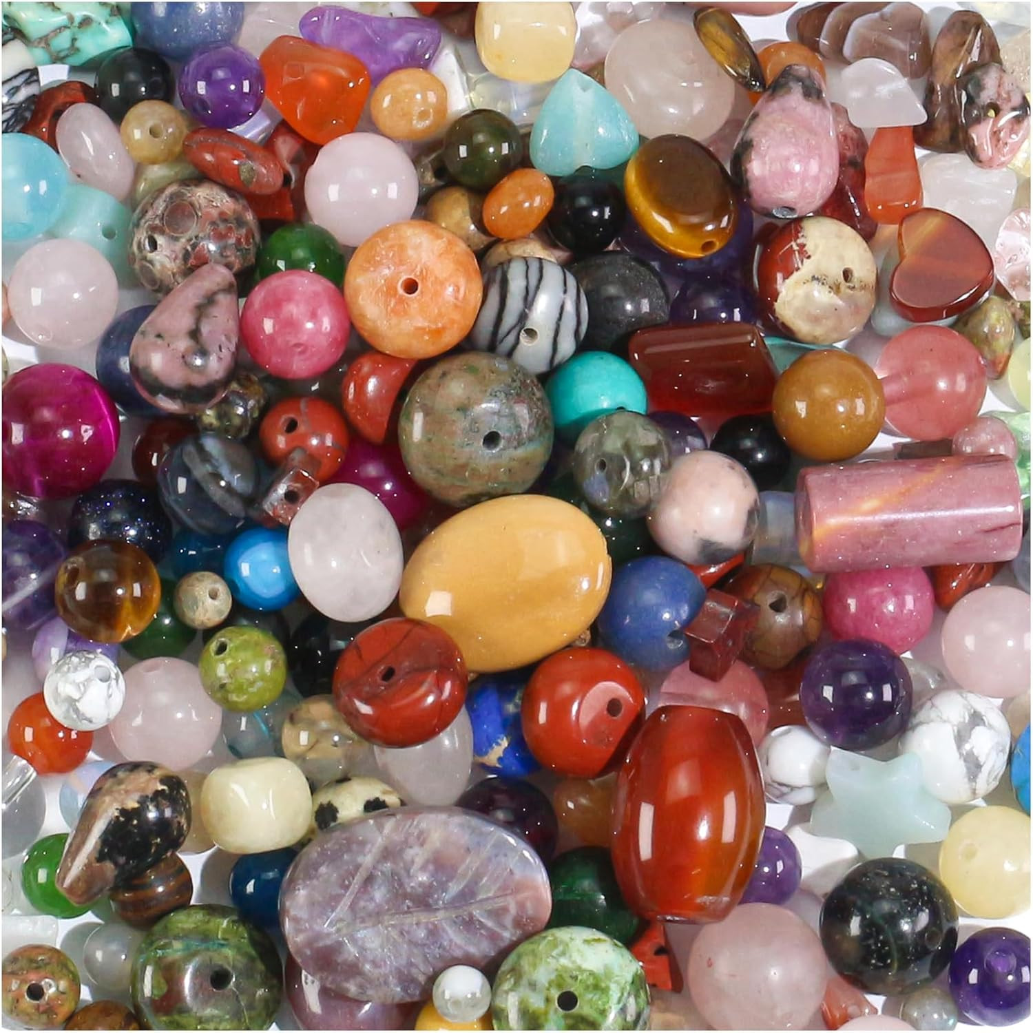 Assorted Natural Stone Beads for Jewelry Making – Mixed Bulk Semi Precious Gemst